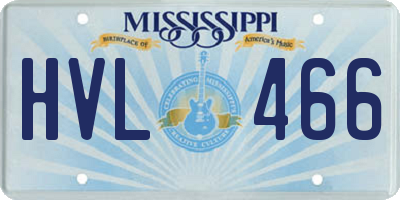 MS license plate HVL466