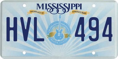 MS license plate HVL494