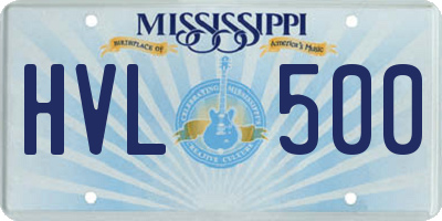 MS license plate HVL500
