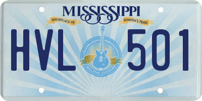 MS license plate HVL501