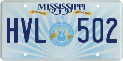 MS license plate HVL502