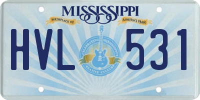 MS license plate HVL531