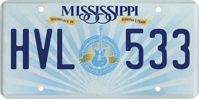 MS license plate HVL533