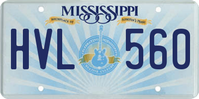 MS license plate HVL560