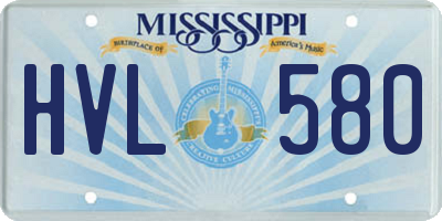 MS license plate HVL580