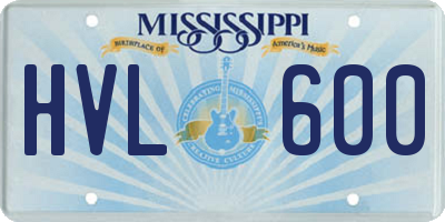 MS license plate HVL600