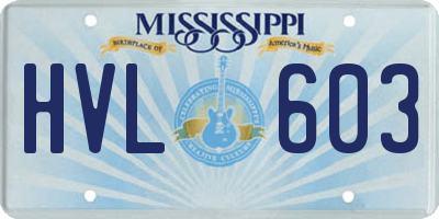 MS license plate HVL603