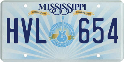MS license plate HVL654