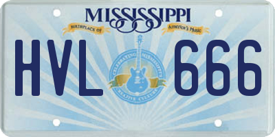 MS license plate HVL666
