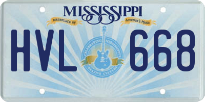 MS license plate HVL668