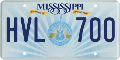 MS license plate HVL700