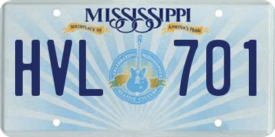 MS license plate HVL701