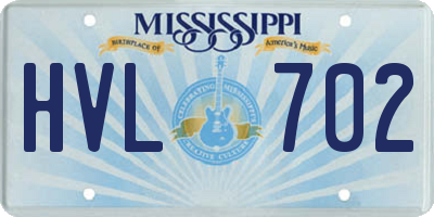 MS license plate HVL702