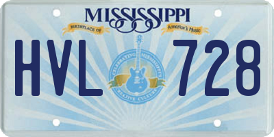 MS license plate HVL728