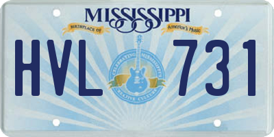 MS license plate HVL731