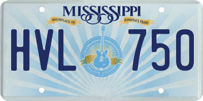 MS license plate HVL750