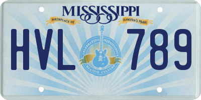 MS license plate HVL789
