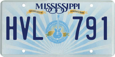 MS license plate HVL791