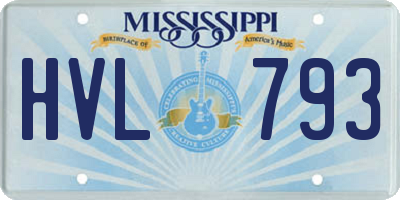 MS license plate HVL793