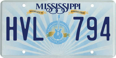 MS license plate HVL794