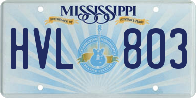 MS license plate HVL803