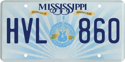 MS license plate HVL860