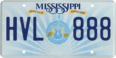 MS license plate HVL888