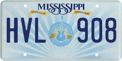 MS license plate HVL908