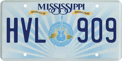 MS license plate HVL909