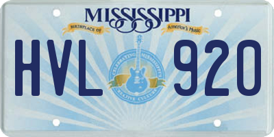 MS license plate HVL920