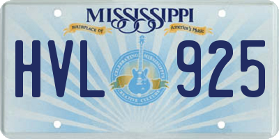 MS license plate HVL925