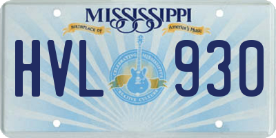 MS license plate HVL930