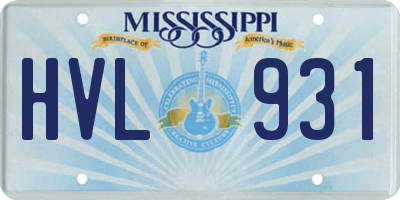 MS license plate HVL931