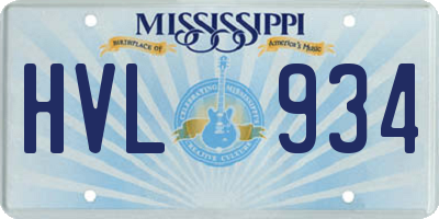 MS license plate HVL934