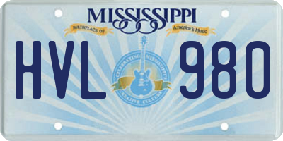 MS license plate HVL980