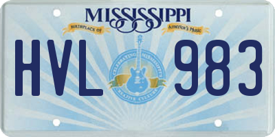 MS license plate HVL983