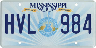 MS license plate HVL984