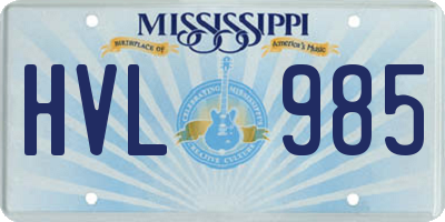 MS license plate HVL985