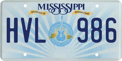 MS license plate HVL986