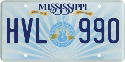 MS license plate HVL990