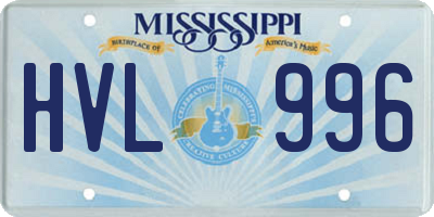 MS license plate HVL996