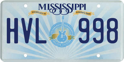 MS license plate HVL998