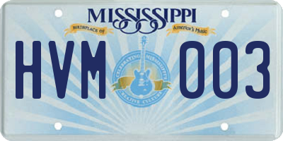 MS license plate HVM003