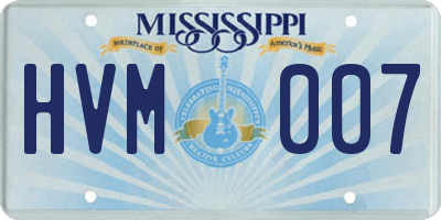 MS license plate HVM007