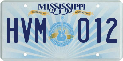 MS license plate HVM012