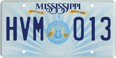 MS license plate HVM013