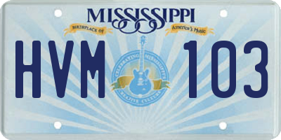 MS license plate HVM103