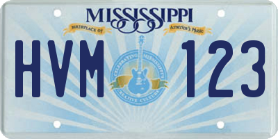 MS license plate HVM123