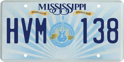 MS license plate HVM138