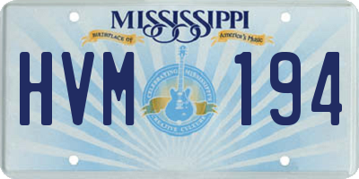 MS license plate HVM194